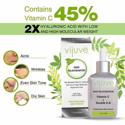 Vijuve Vitamin C Face Serum with Double Hyaluronic Acid and Collagen